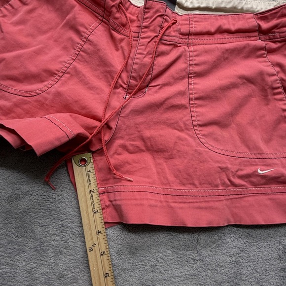 Nike Shorts Womens Medium Pink Coral Cotton Stretch Drawstring Pockets Swoosh - Picture 6 of 8